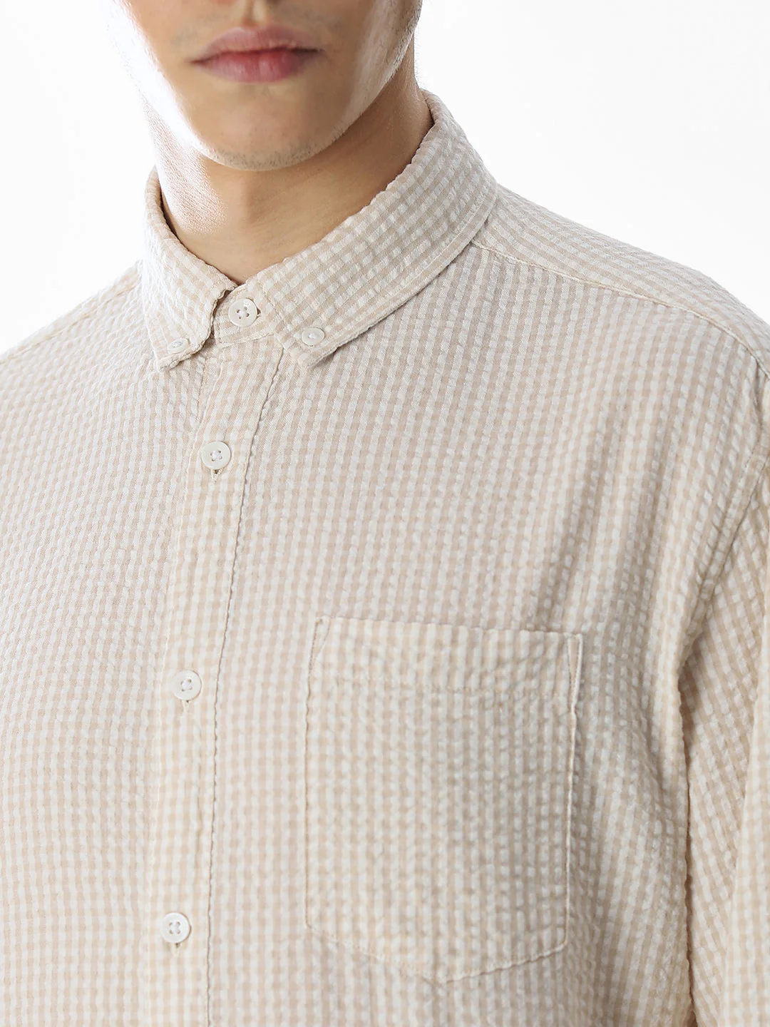 Beige Printed Cotton Shirt - Image 5