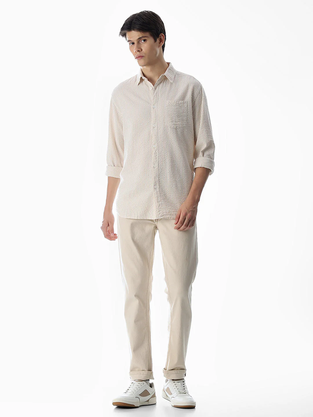 Beige Printed Cotton Shirt - Image 6