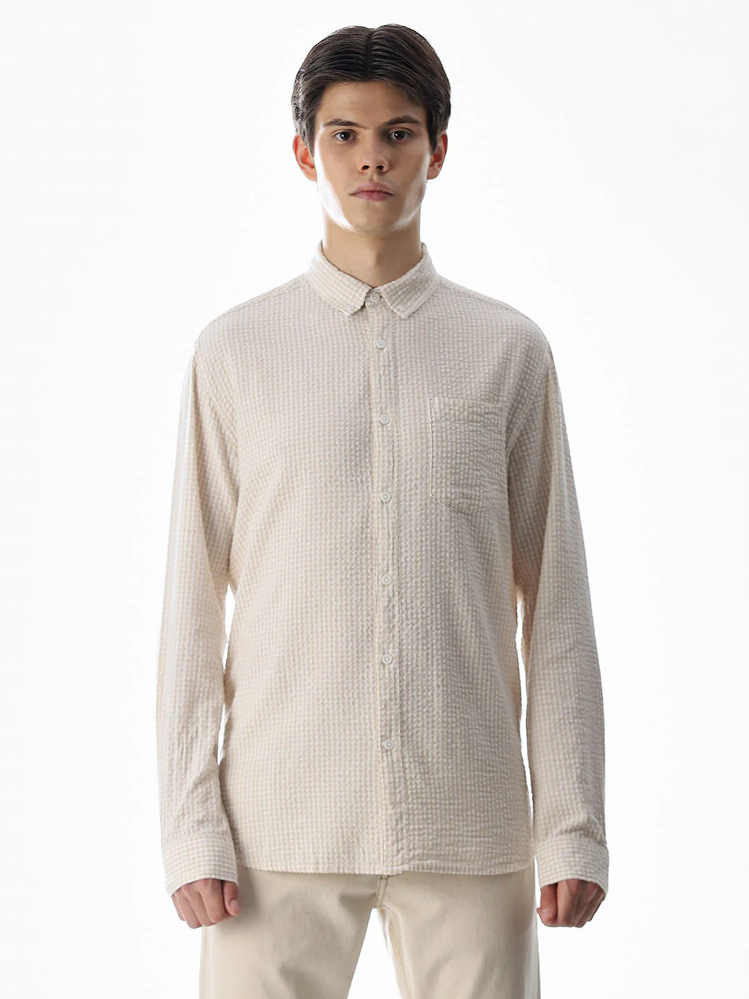 Beige Printed Cotton Shirt - Image 8