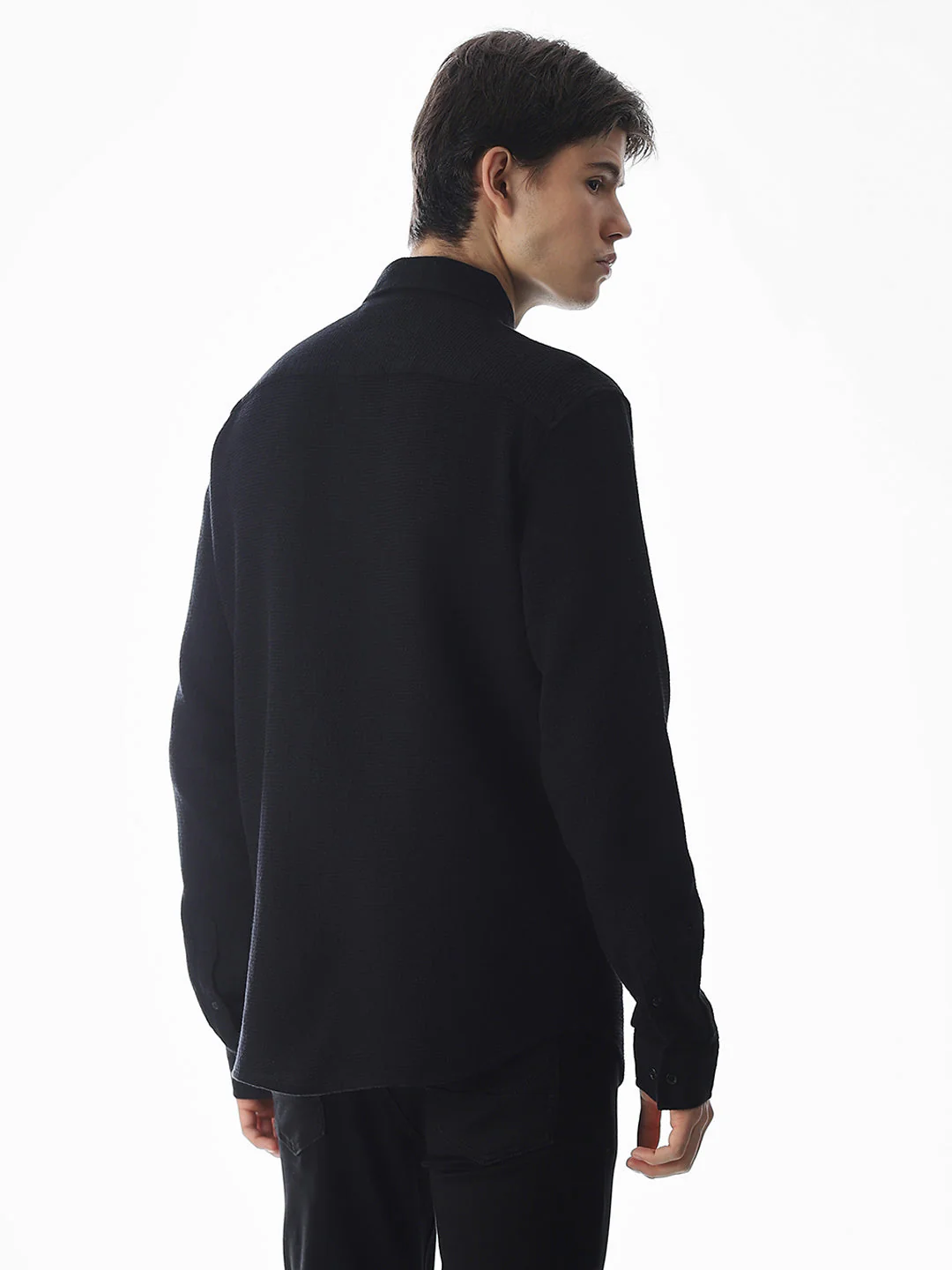 Black Cotton Full Sleeves Shirt - Image 4