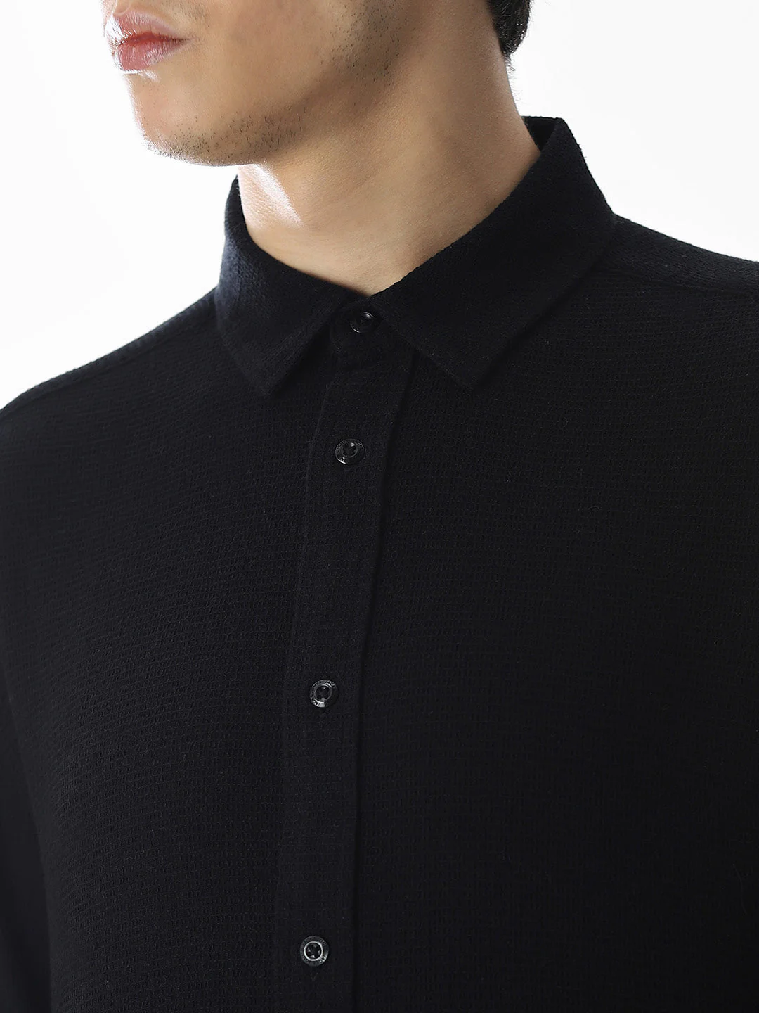 Black Cotton Full Sleeves Shirt - Image 5