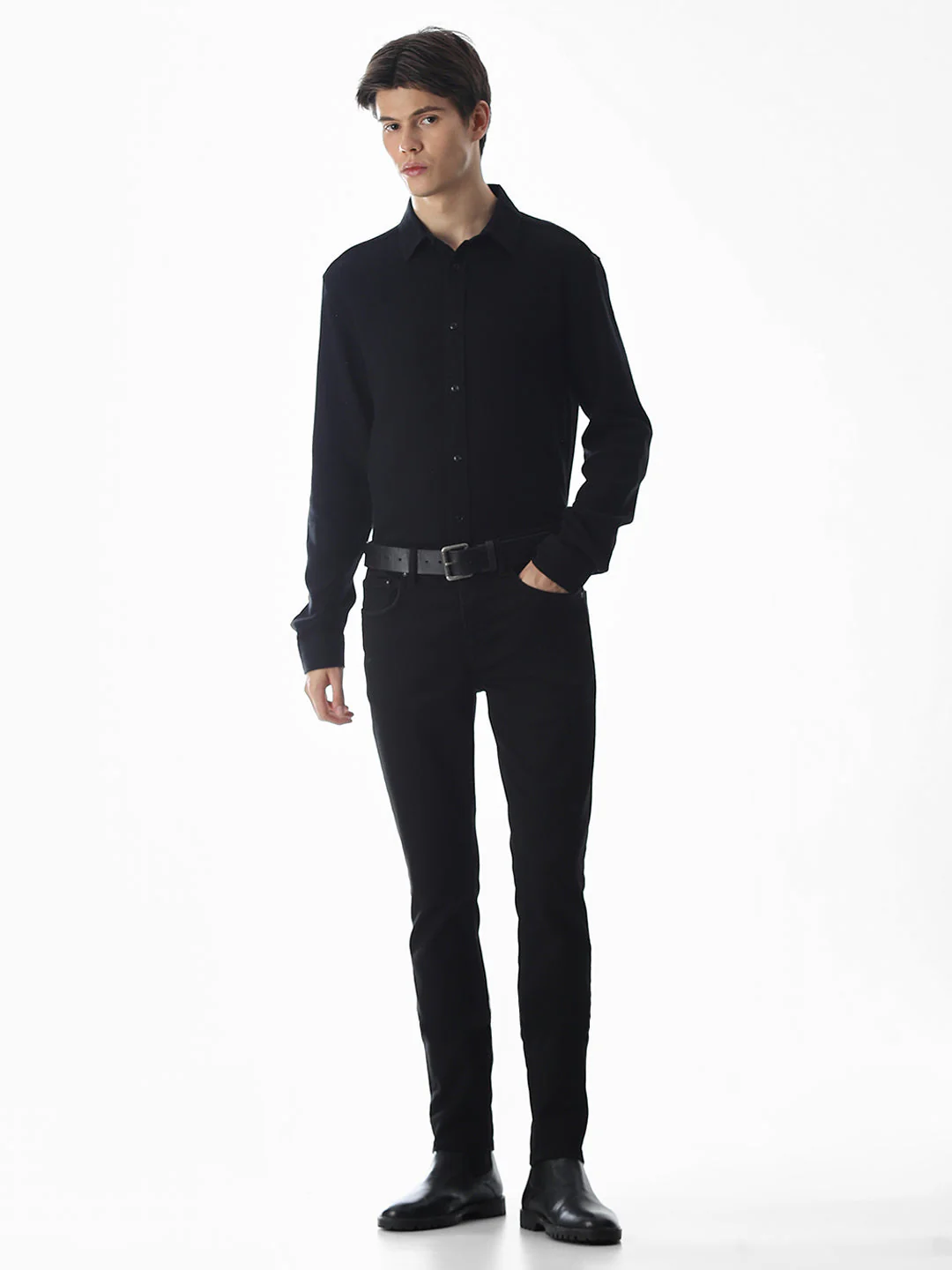 Black Cotton Full Sleeves Shirt - Image 6