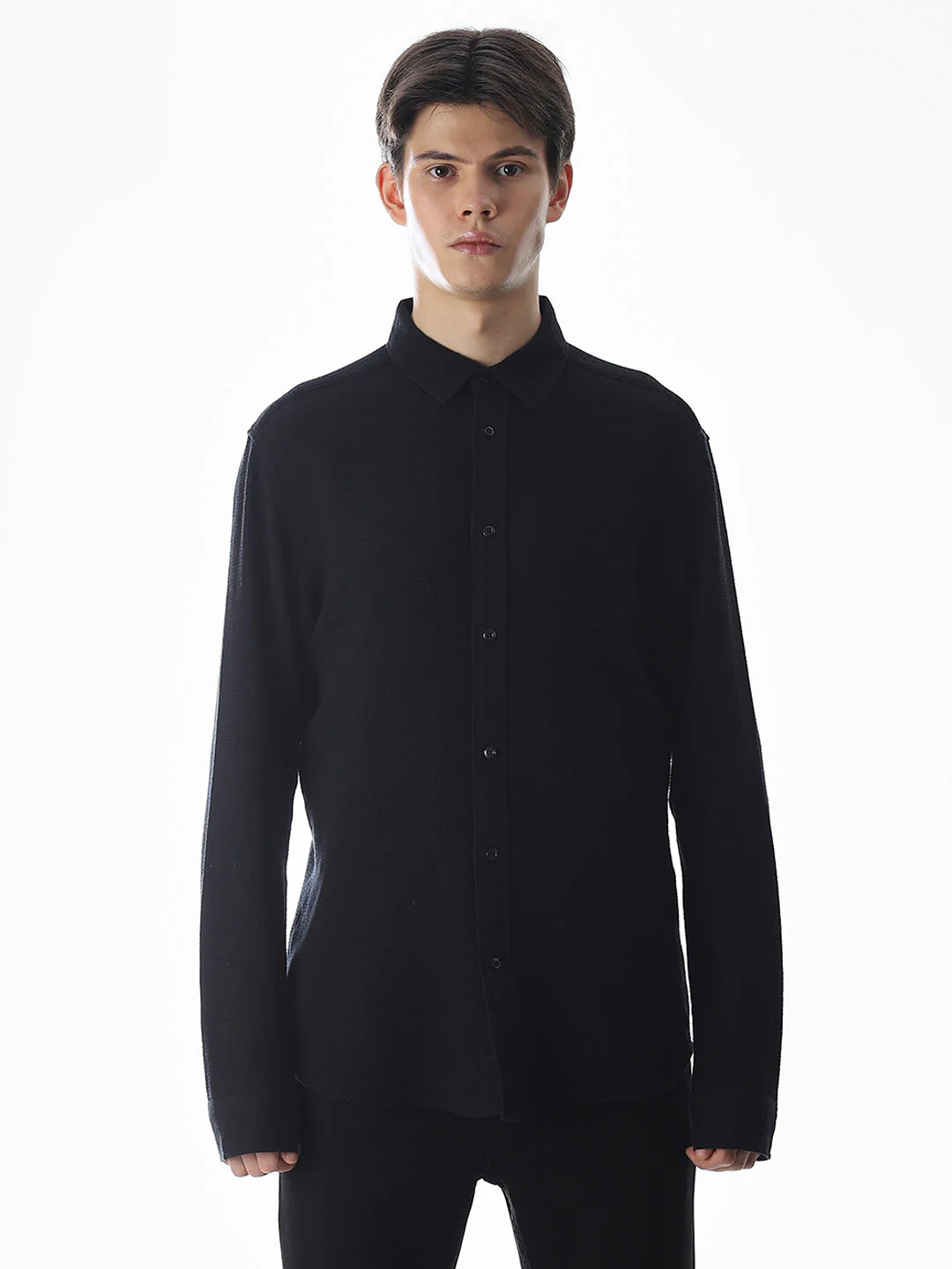 Black Cotton Full Sleeves Shirt - Image 8