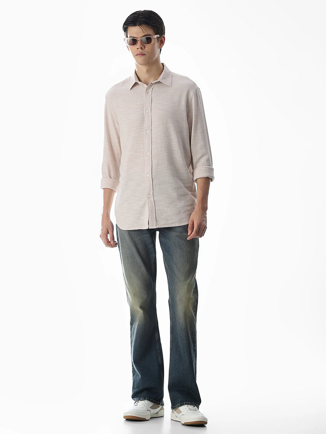 Beige Cotton Full Sleeves Shirt - Image 6