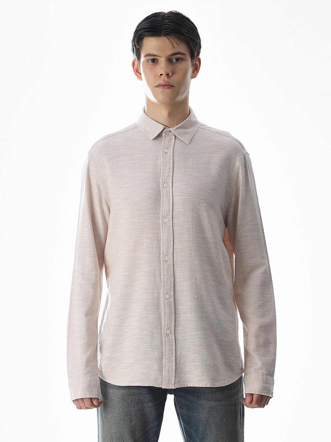 Beige Cotton Full Sleeves Shirt - Image 8