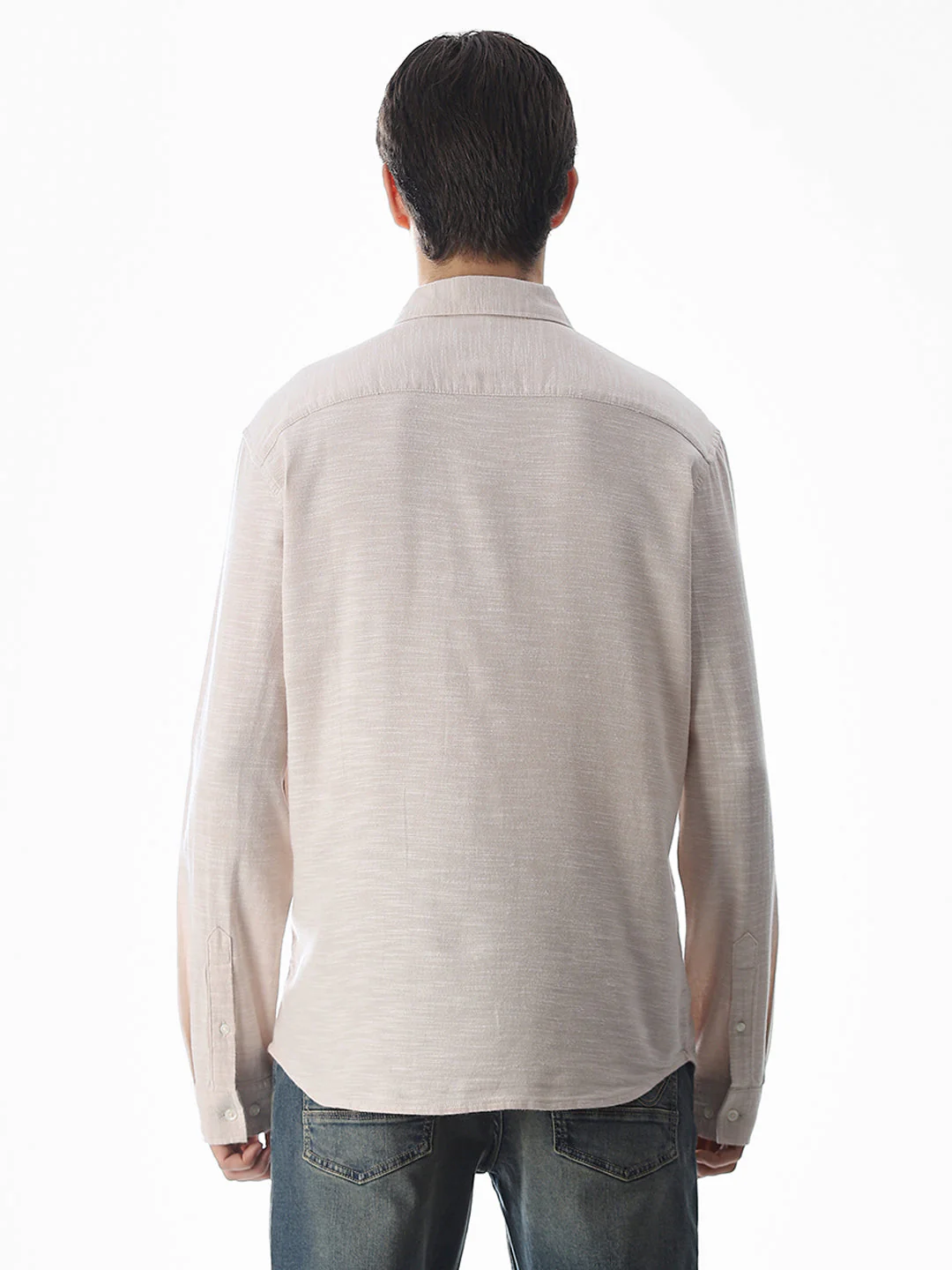 Beige Cotton Full Sleeves Shirt - Image 9