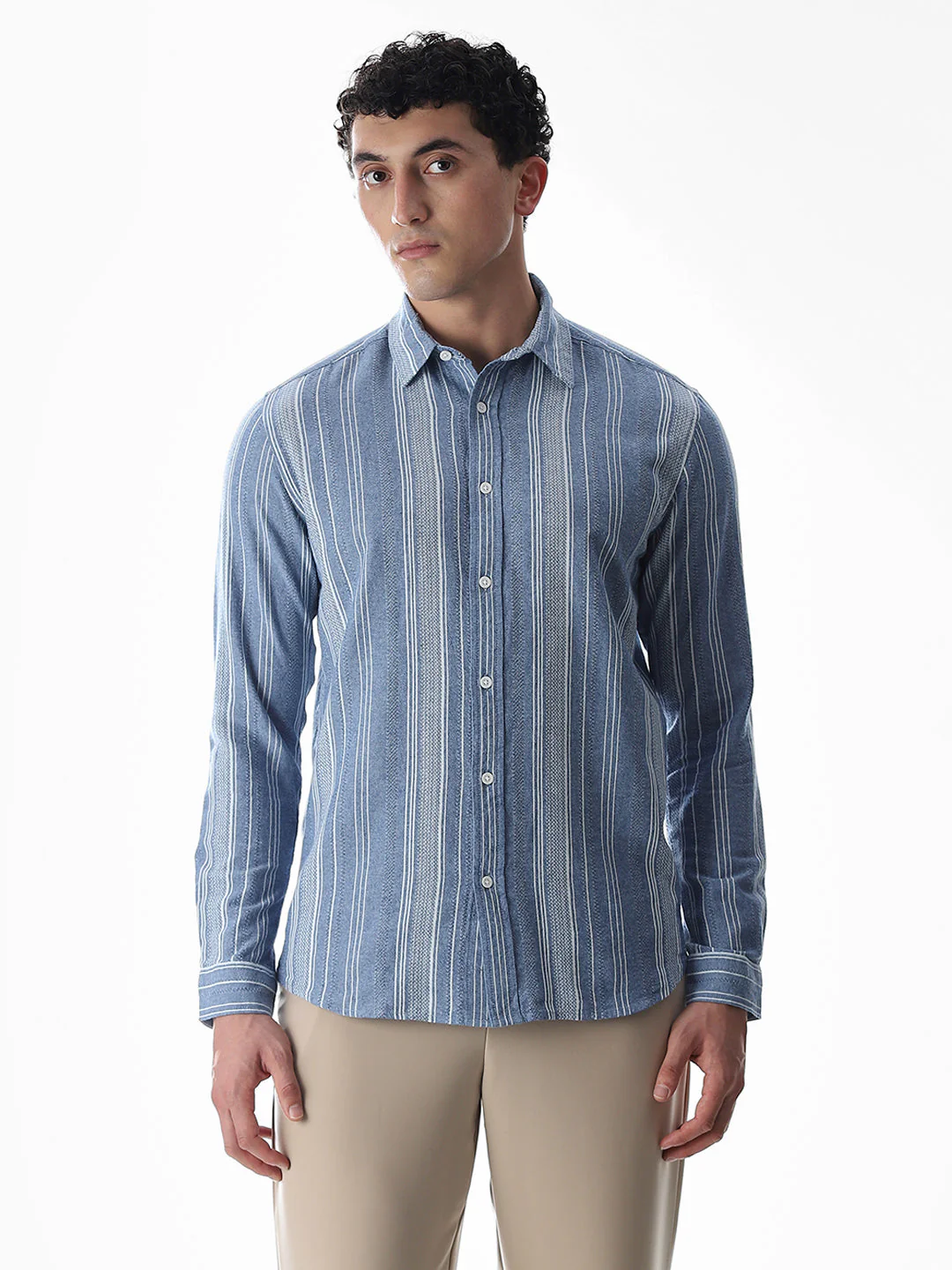 Blue Striped Cotton Shirt - Image 2