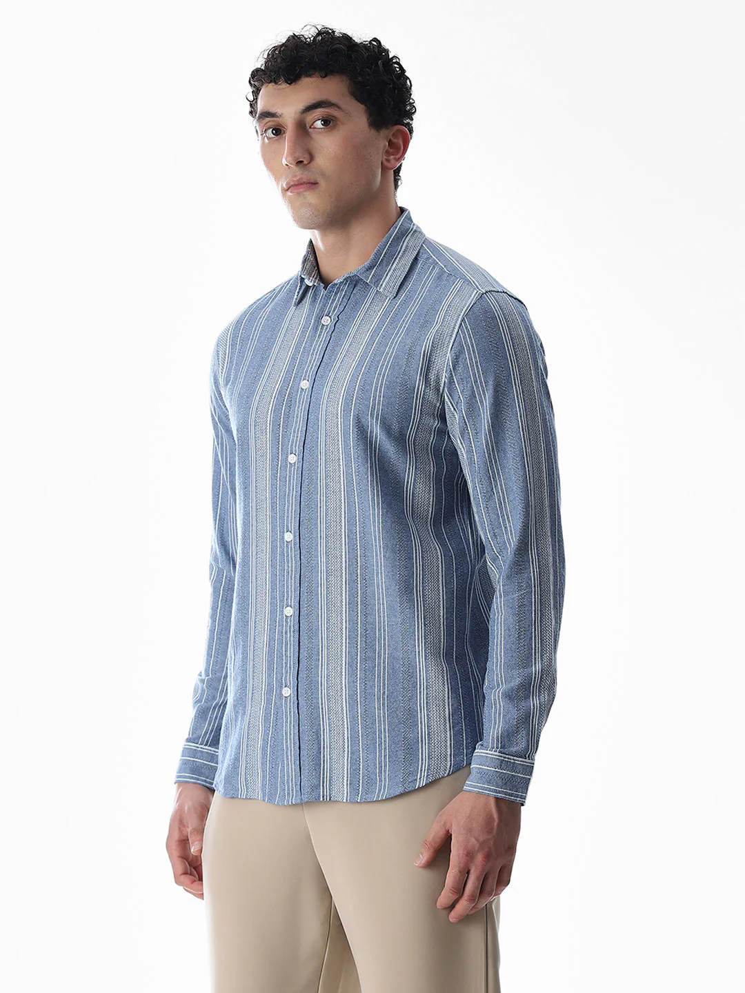 Blue Striped Cotton Shirt - Image 3
