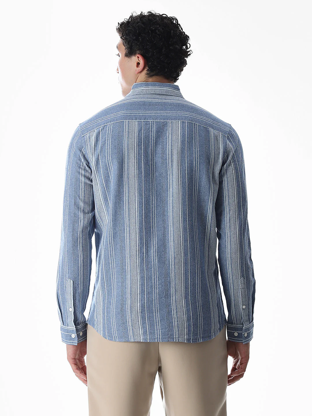 Blue Striped Cotton Shirt - Image 4