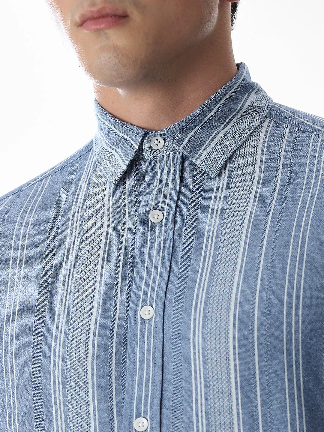 Blue Striped Cotton Shirt - Image 5
