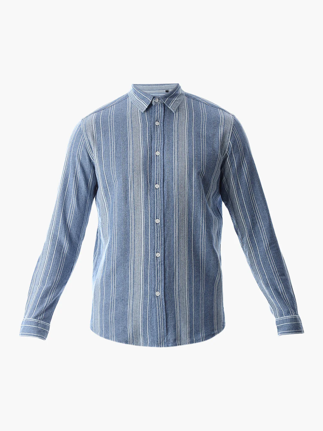 Blue Striped Cotton Shirt - Image 7