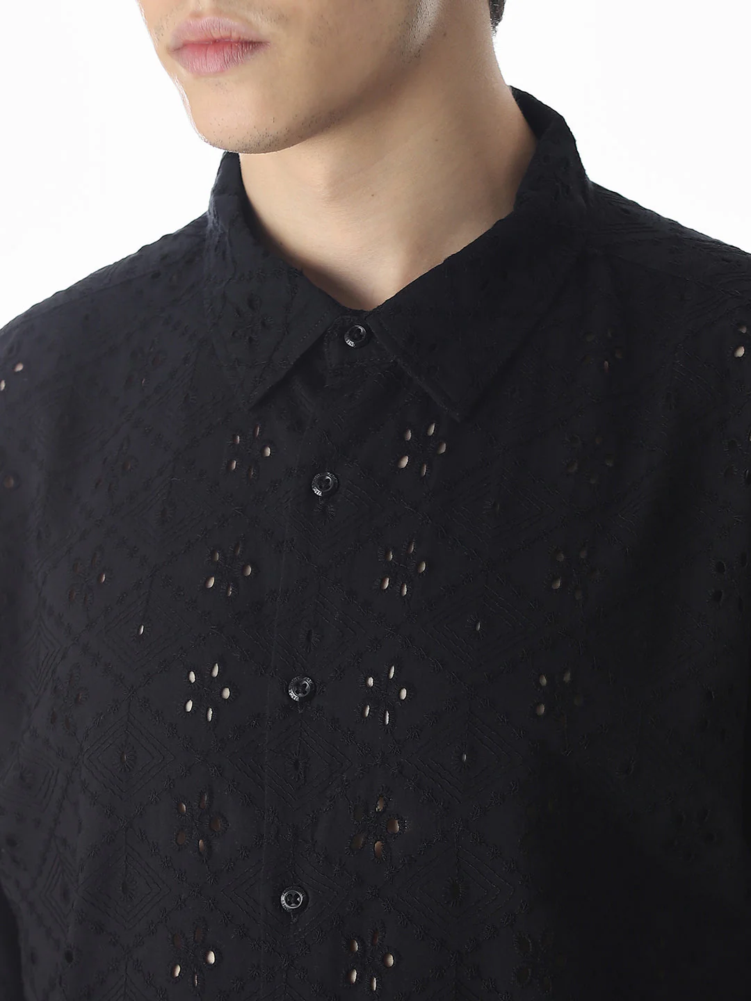 Black Embroidered Oversized Shirt - Image 5