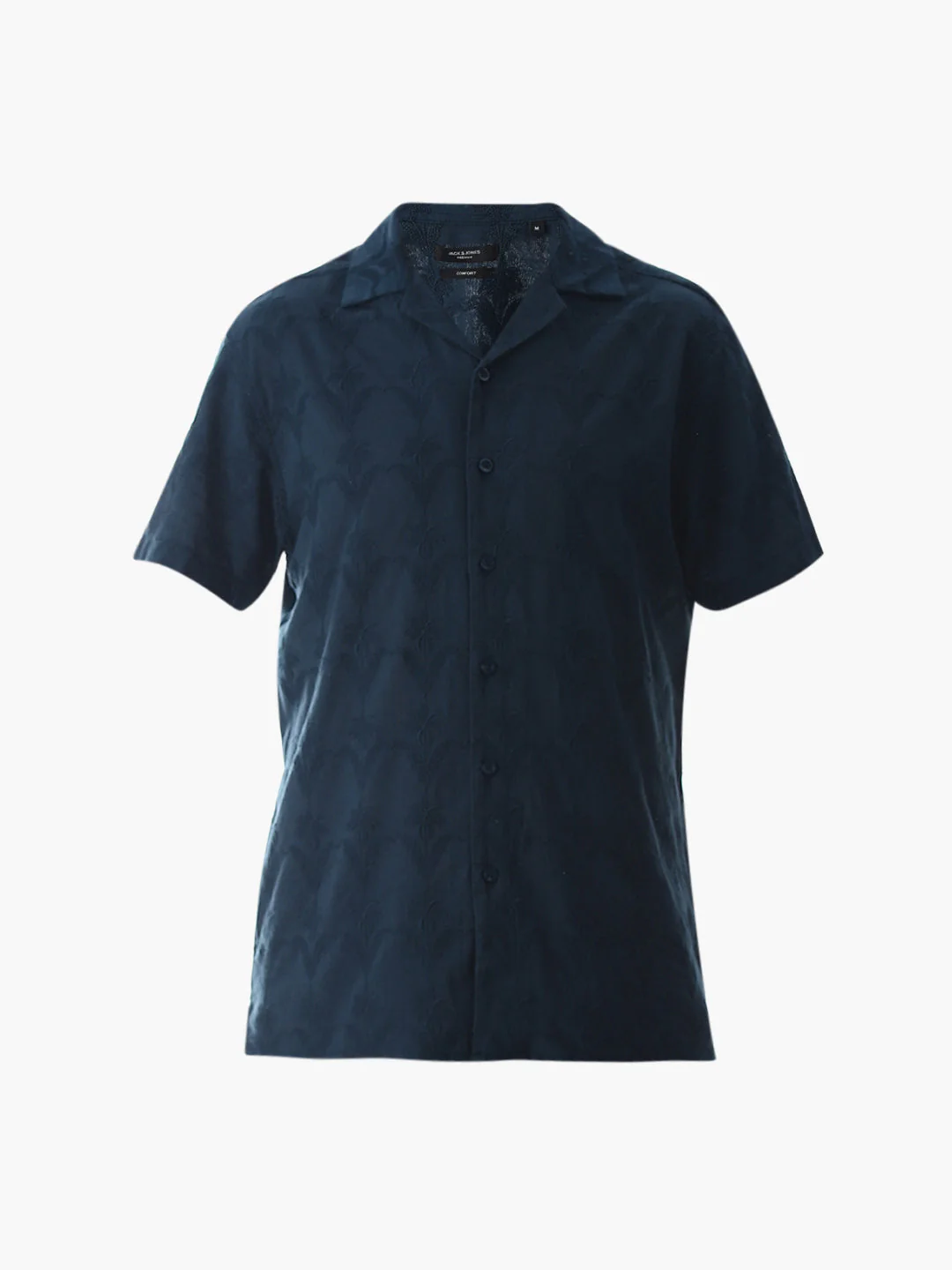 Navy Blue Embroidered Cotton Shirt - Image 7
