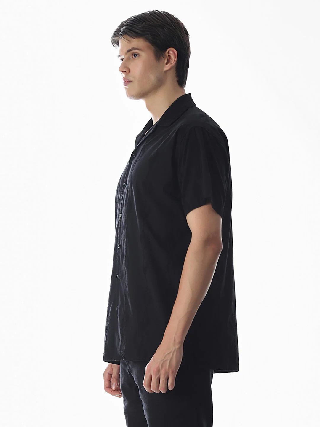 Black Embroidered Cotton Shirt - Image 3