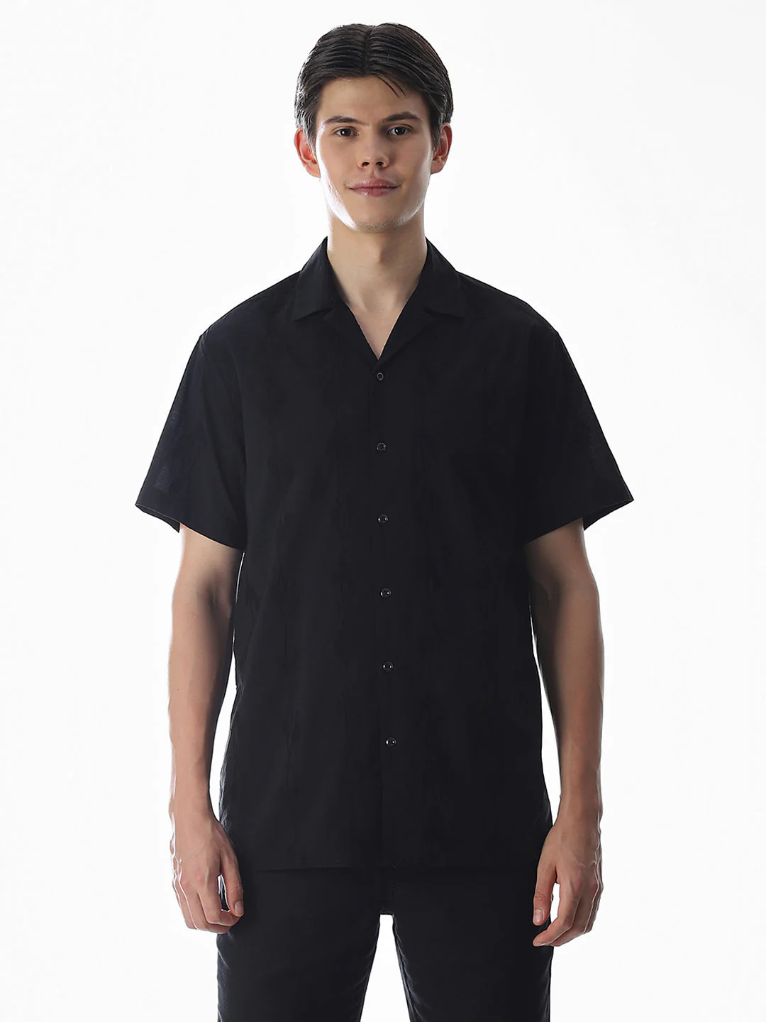 Black Embroidered Cotton Shirt - Image 8