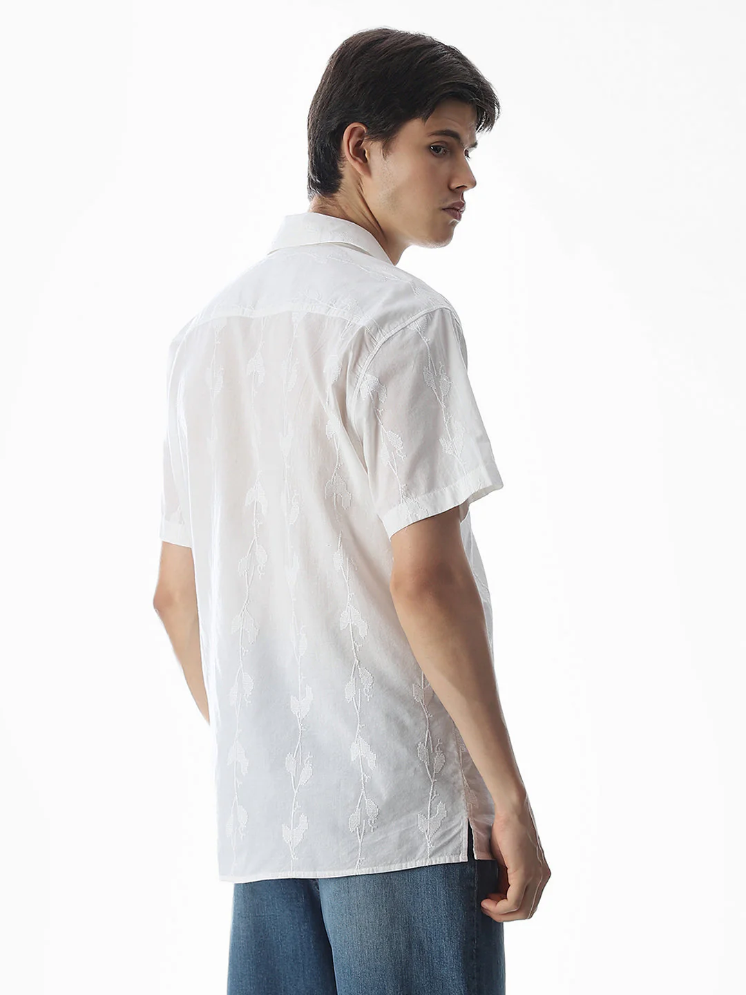 White Embroidered Cotton Shirt - Image 4