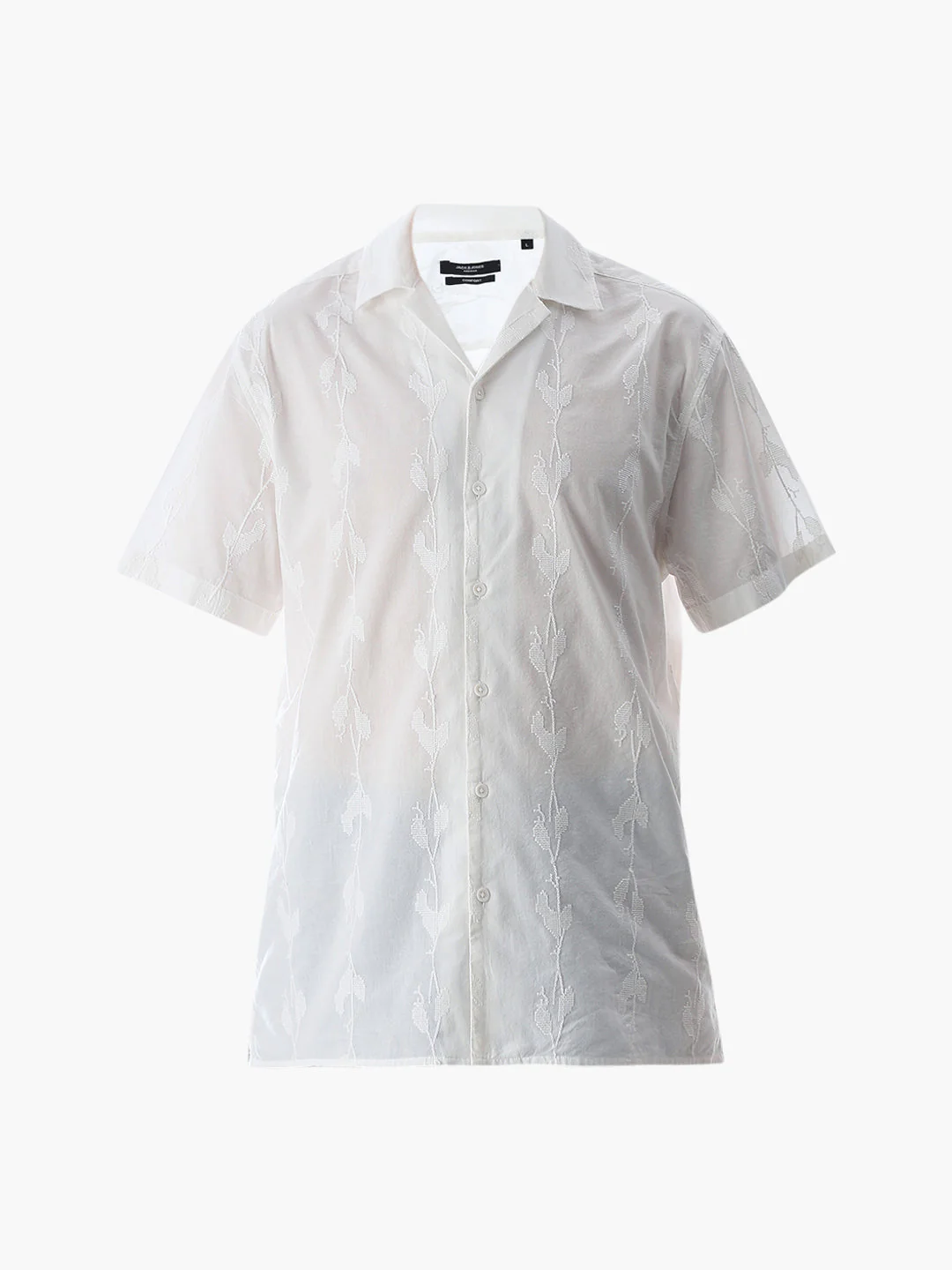 White Embroidered Cotton Shirt - Image 7