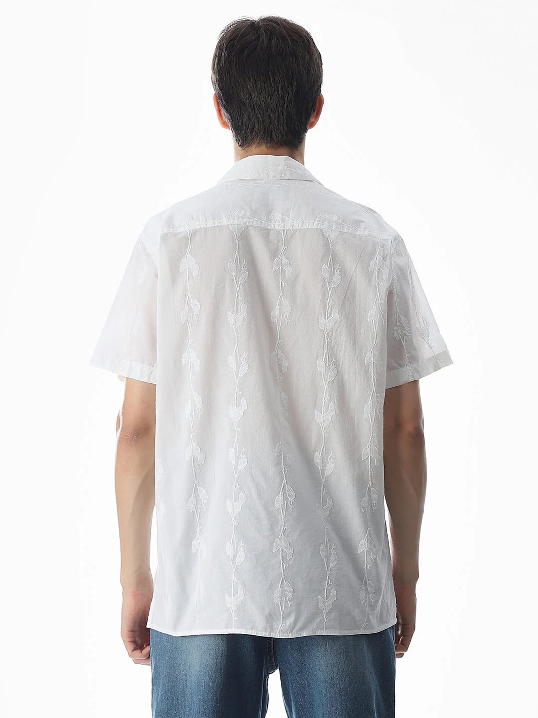 White Embroidered Cotton Shirt - Image 9