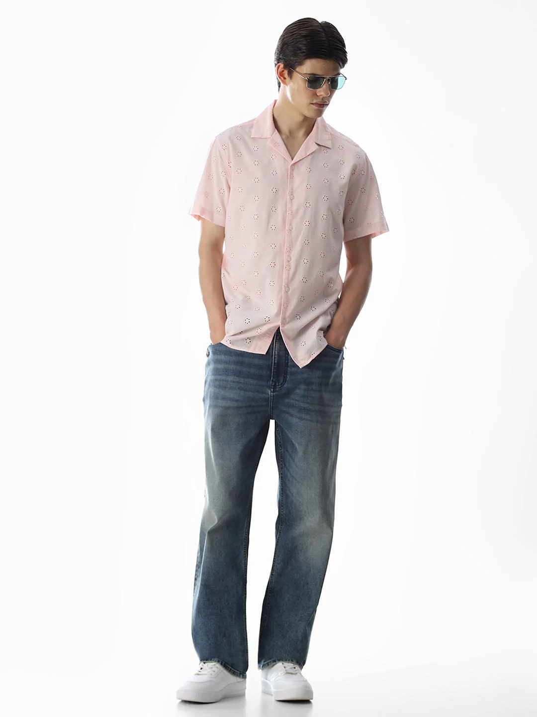 Pink Cut-Work Cotton Shirt - Image 6