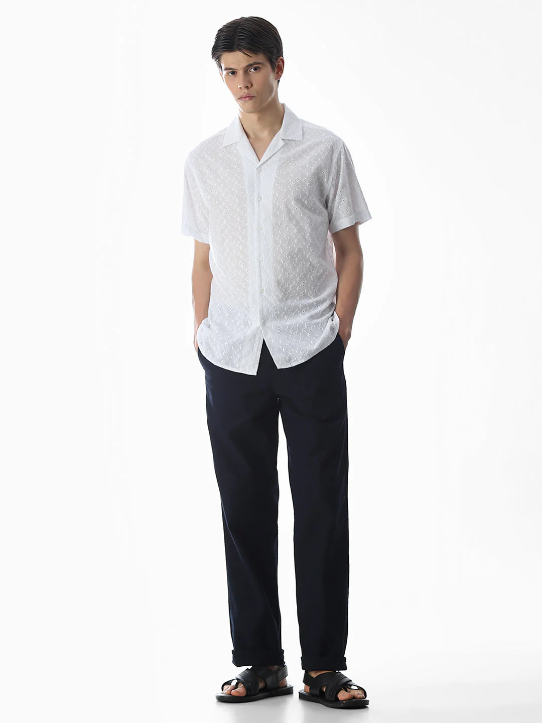 White Cut-Work Cotton Shirt - Image 6