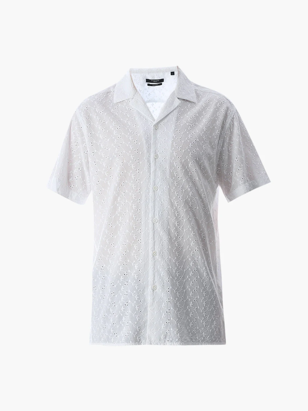 White Cut-Work Cotton Shirt - Image 7