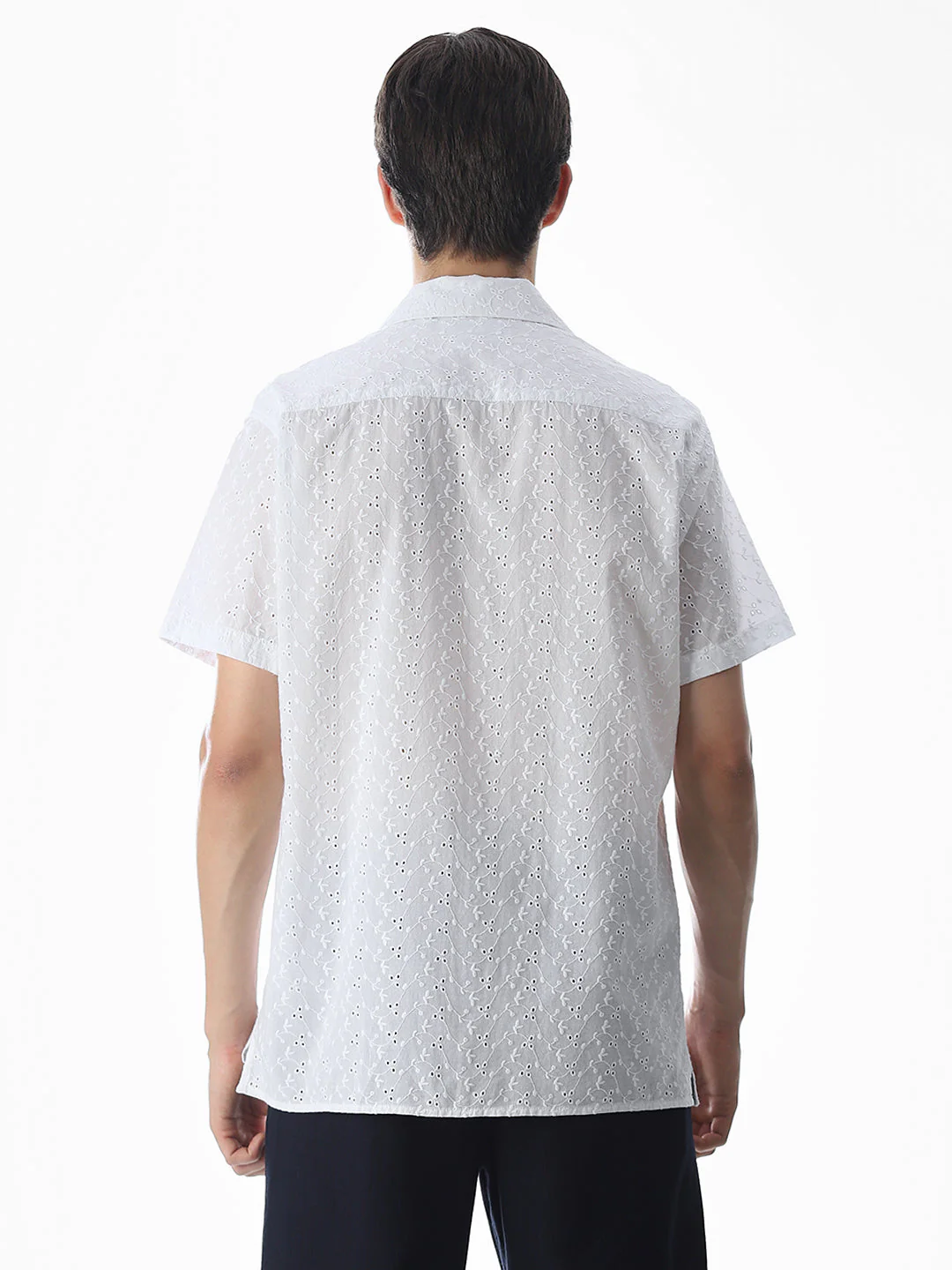 White Cut-Work Cotton Shirt - Image 9