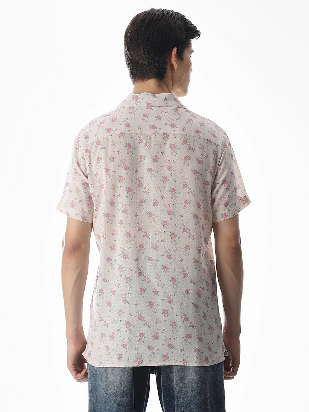 Beige Floral Print Cotton Shirt - Image 4