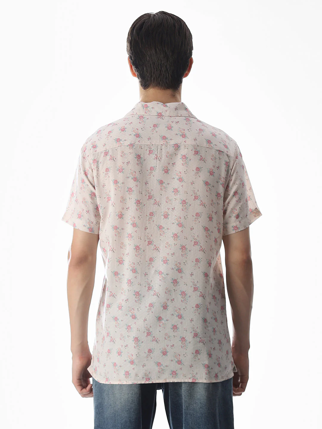 Beige Floral Print Cotton Shirt - Image 9