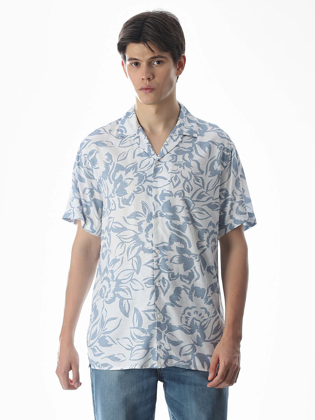 White Printed Comfort Fit Shirt - Image 2