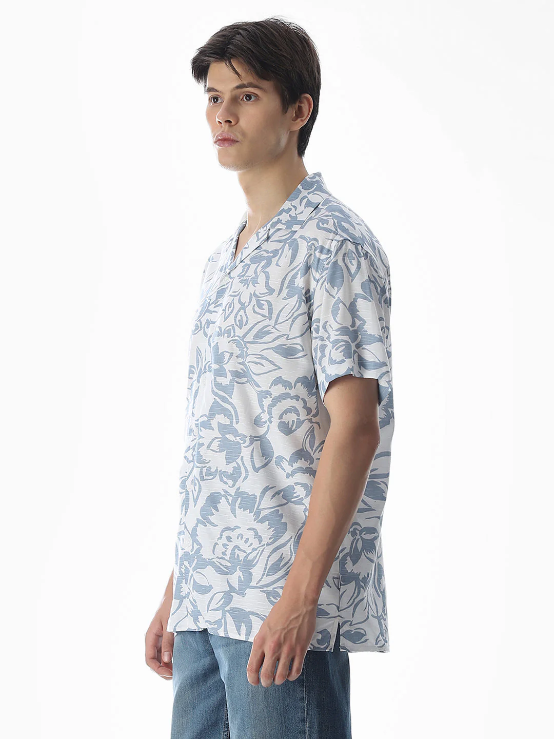 White Printed Comfort Fit Shirt - Image 3