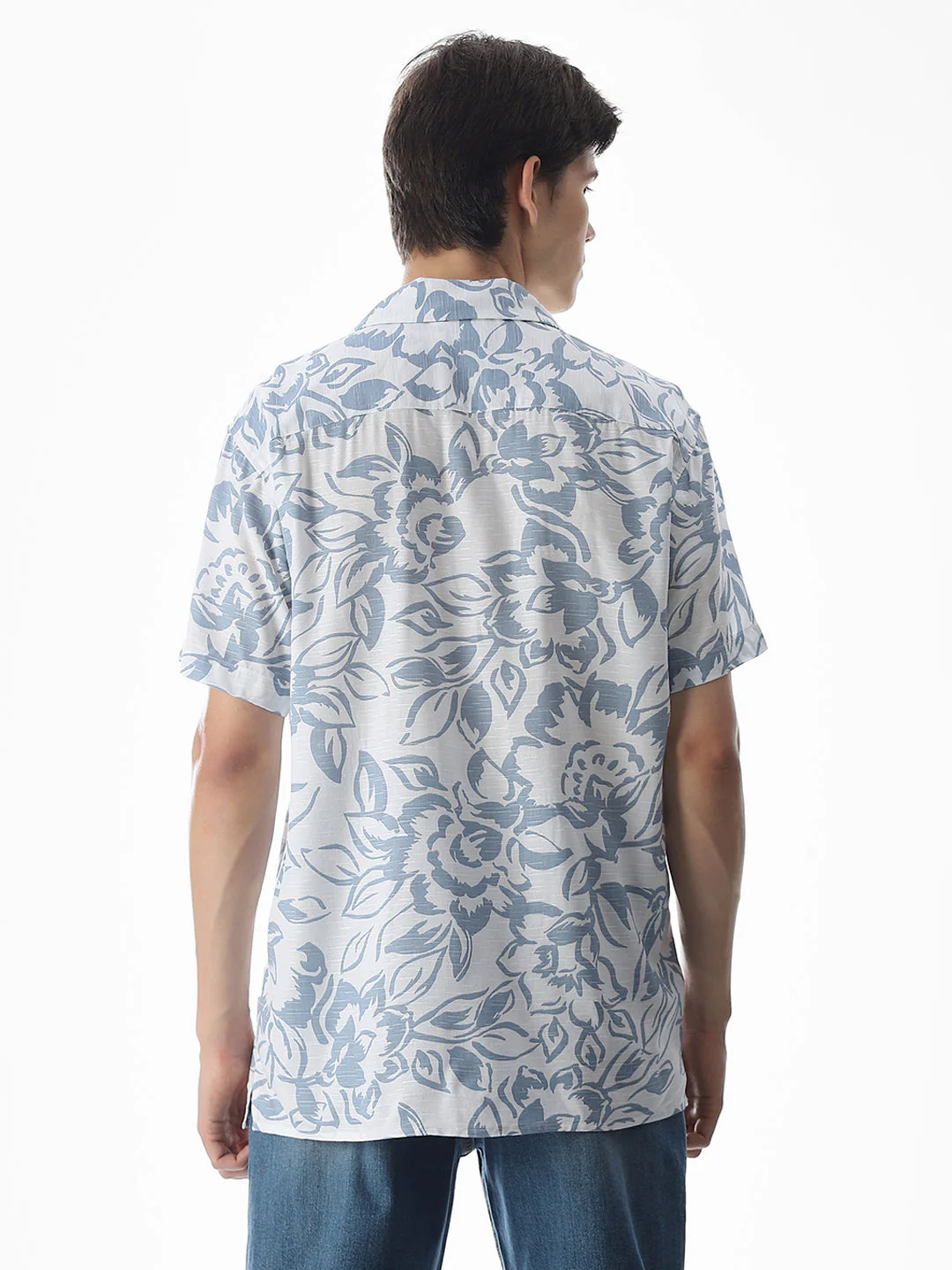 White Printed Comfort Fit Shirt - Image 4