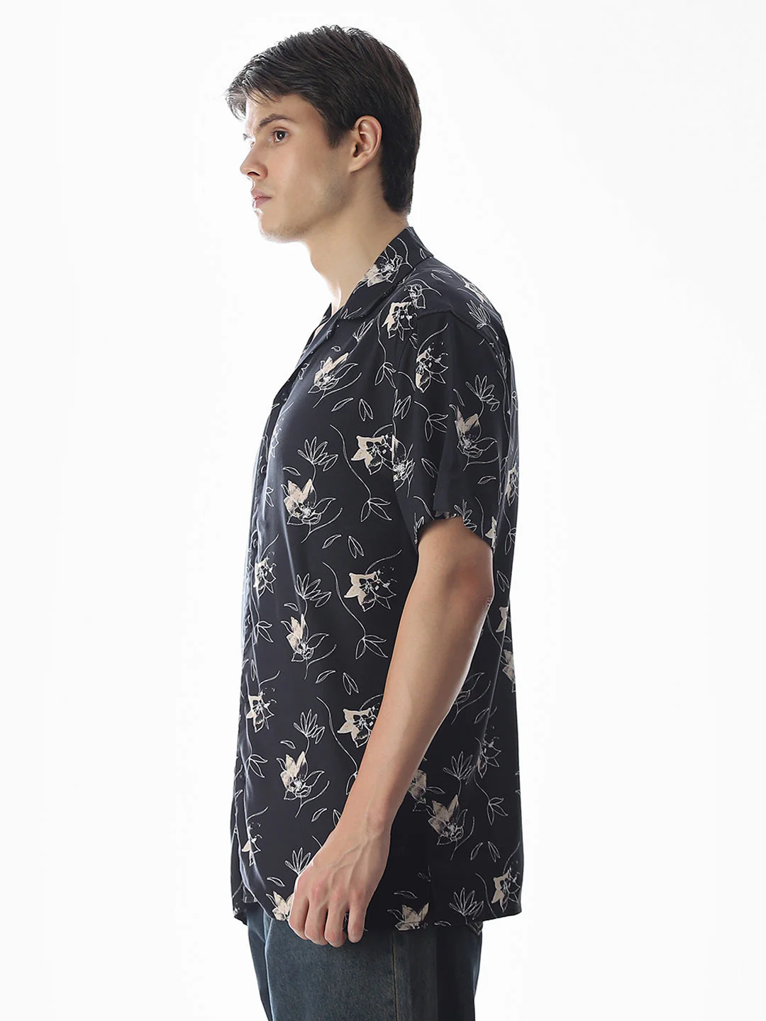 Black Printed Comfort Fit Shirt - Image 3