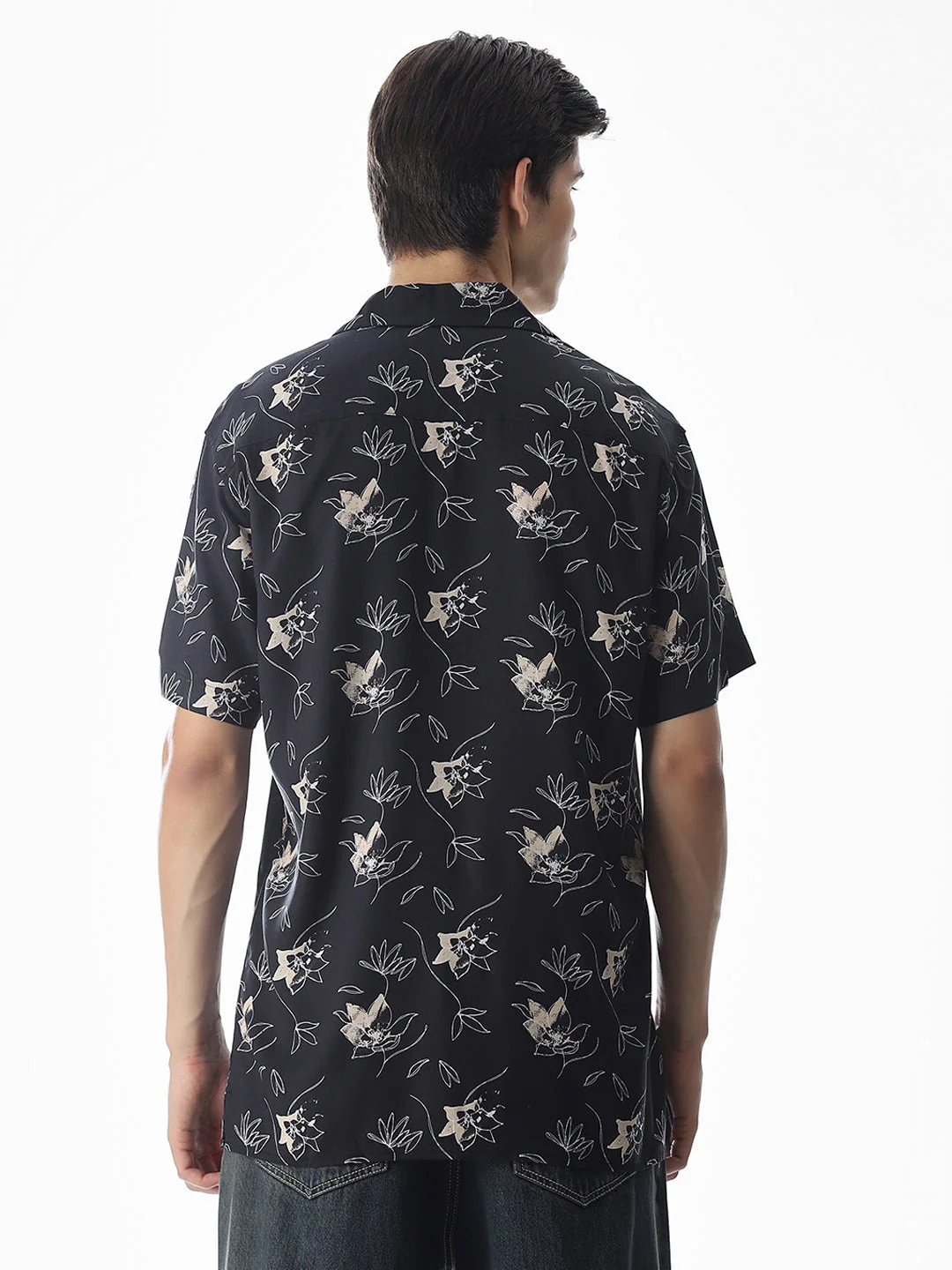 Black Printed Comfort Fit Shirt - Image 4