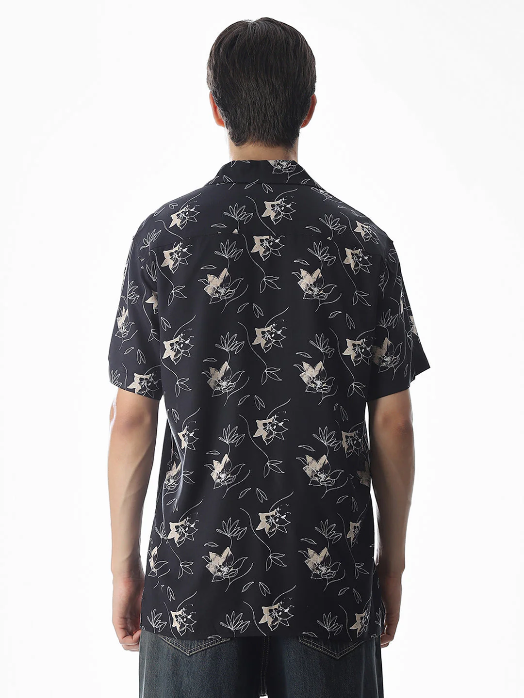 Black Printed Comfort Fit Shirt - Image 9