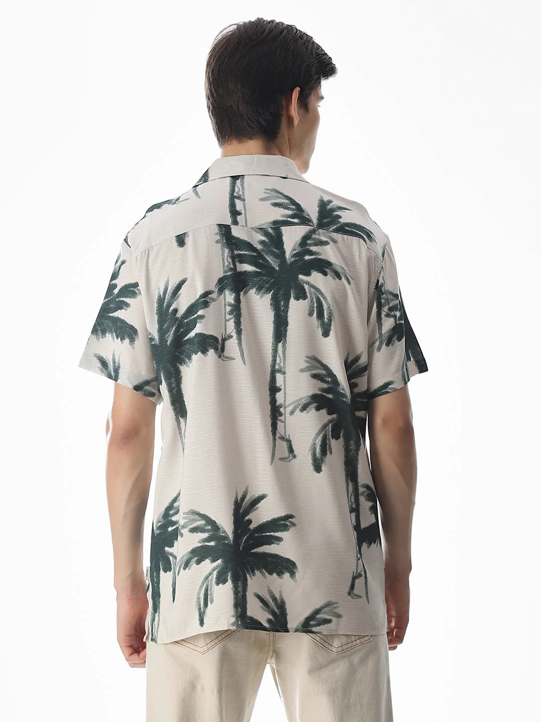 Beige Tropical Print Shirt - Image 4