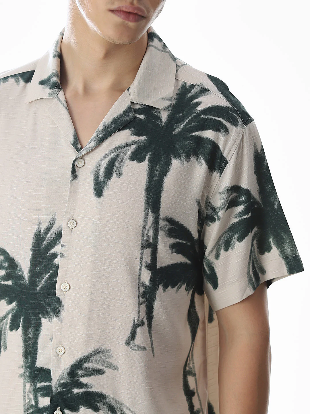 Beige Tropical Print Shirt - Image 5