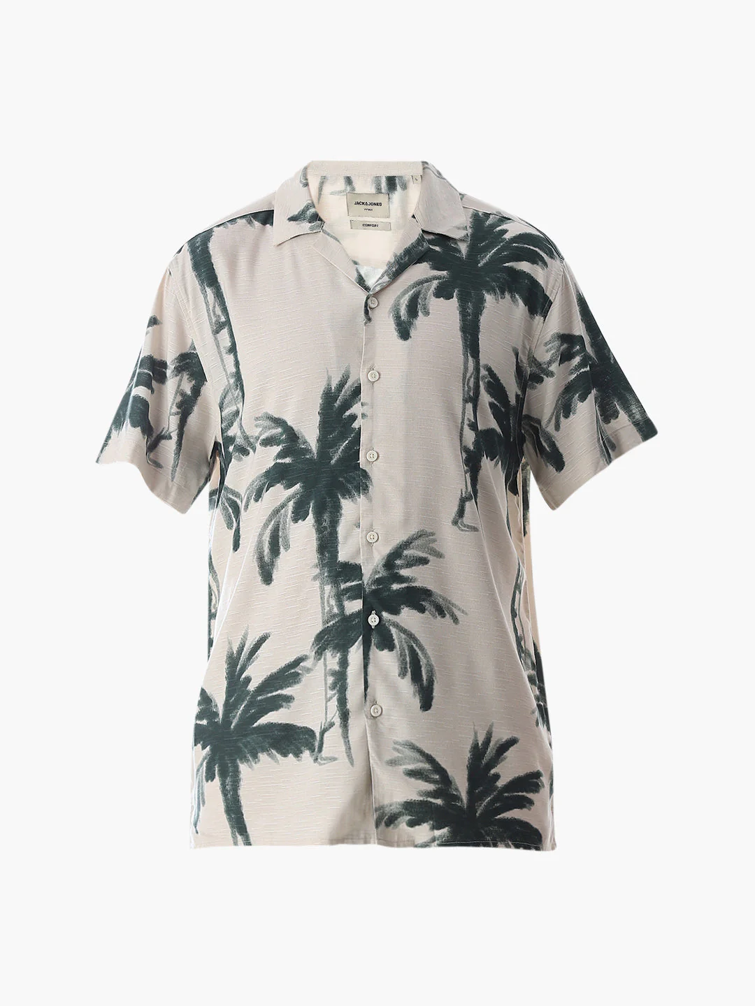 Beige Tropical Print Shirt - Image 7