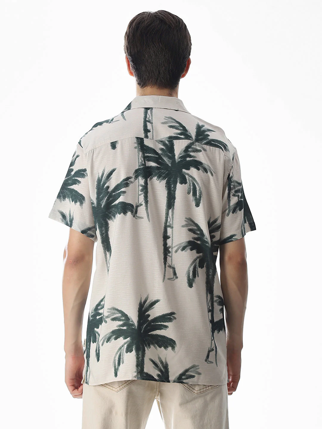 Beige Tropical Print Shirt - Image 9