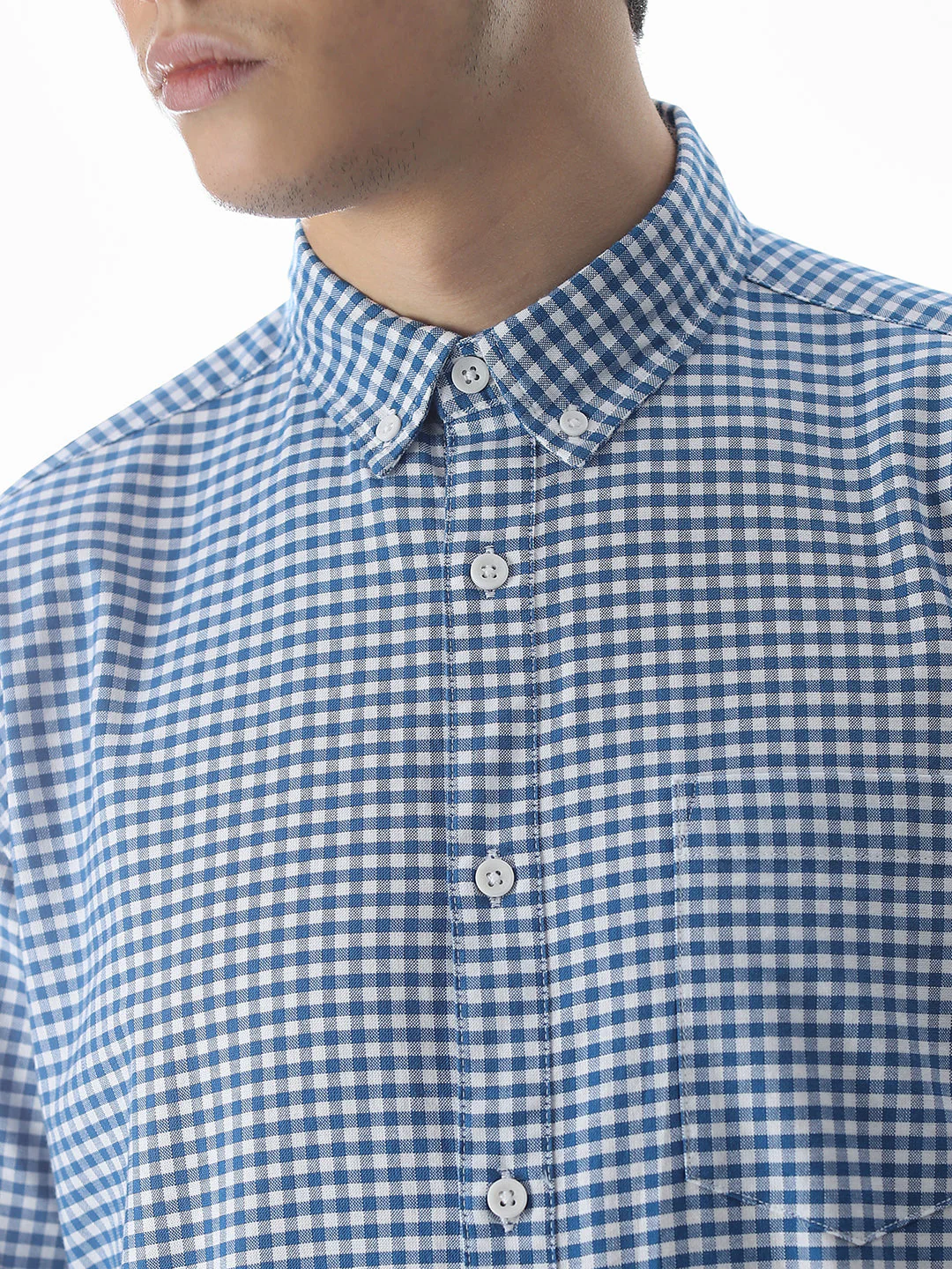 Blue Check Print Shirt - Image 5