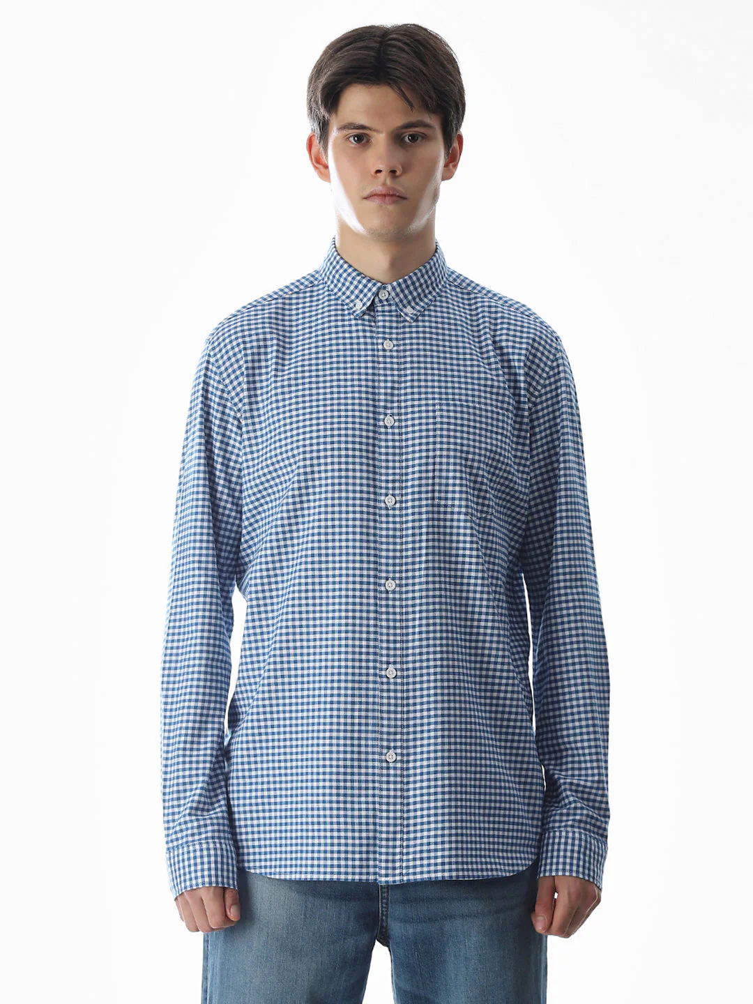Blue Check Print Shirt - Image 8