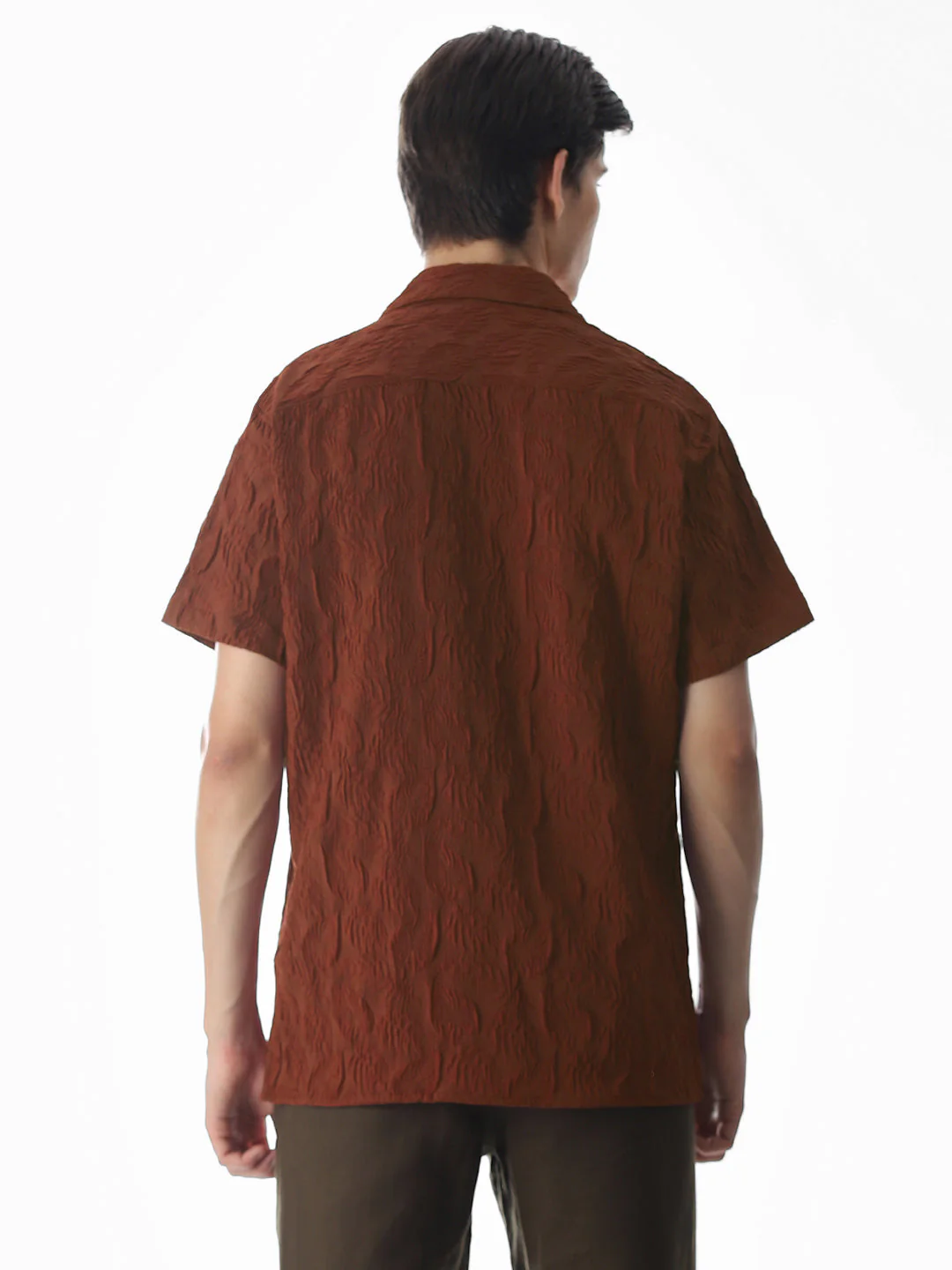 Brown Embroidered Comfort Fit Shirt - Image 4