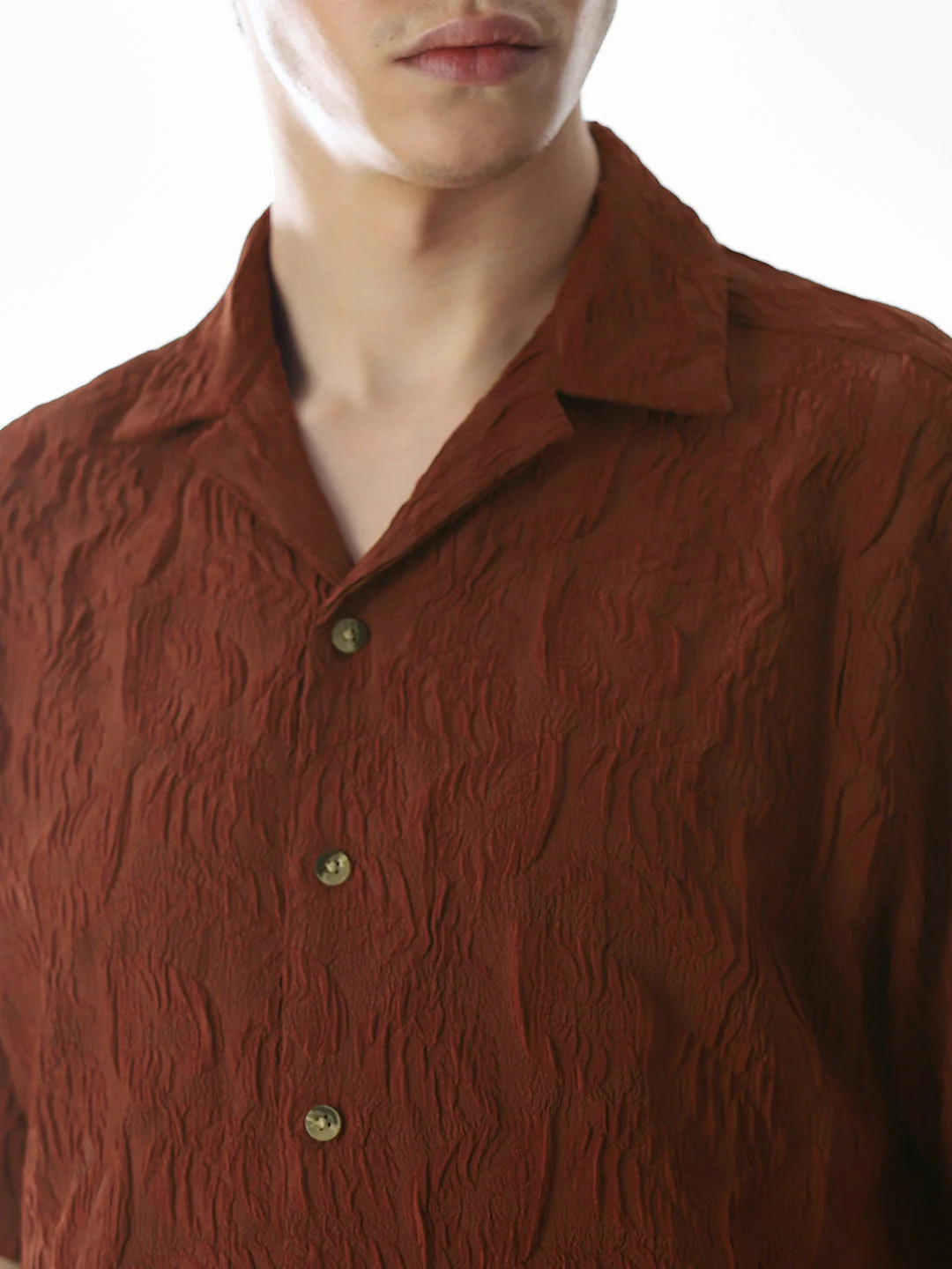 Brown Embroidered Comfort Fit Shirt - Image 5