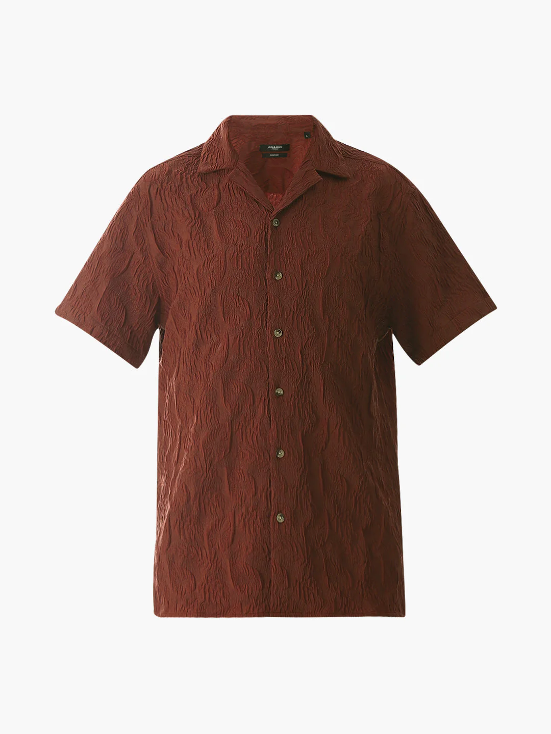 Brown Embroidered Comfort Fit Shirt - Image 7