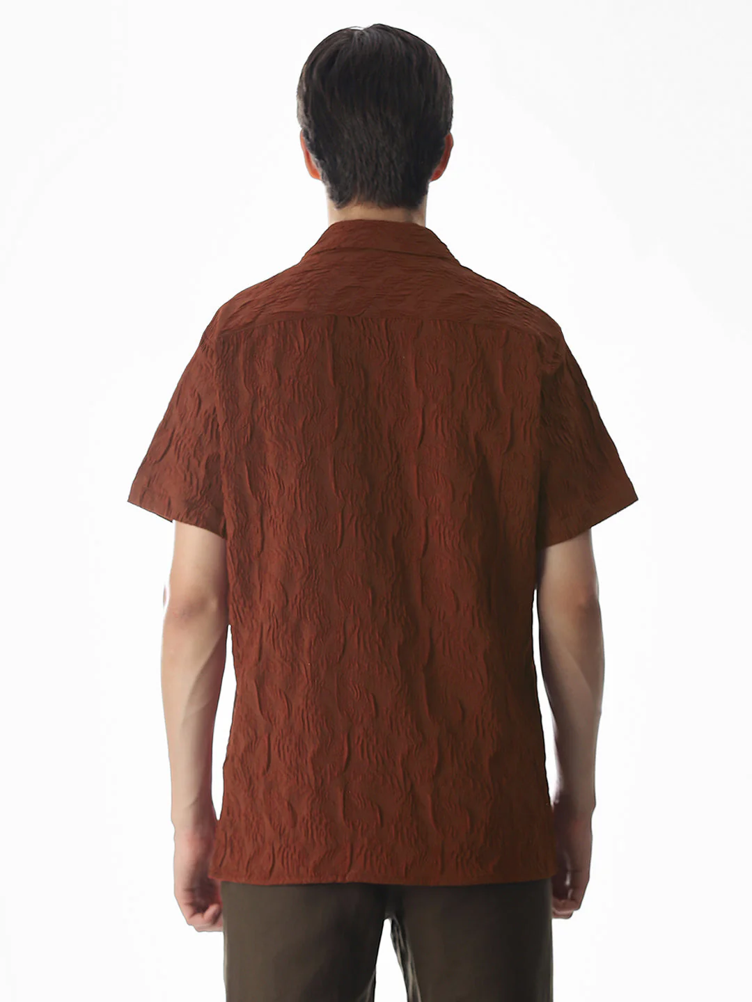 Brown Embroidered Comfort Fit Shirt - Image 9