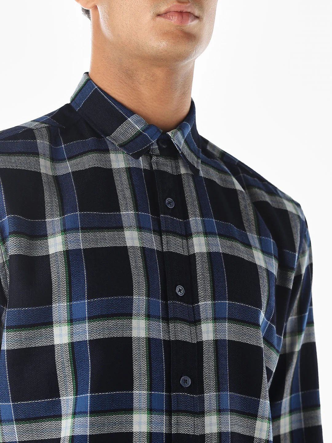 Navy Blue Check Shirt - Image 5