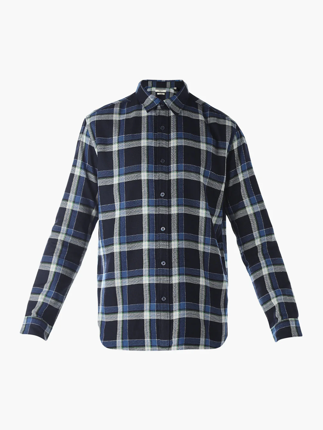 Navy Blue Check Shirt - Image 7