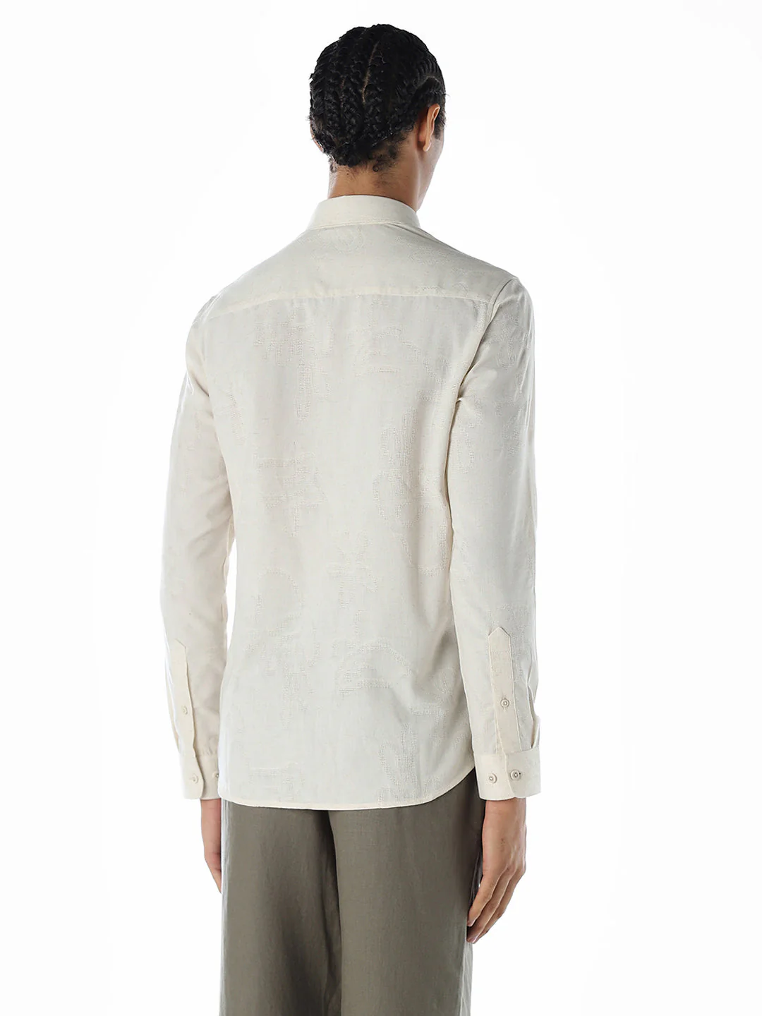 Cotton Beige Slim Fit Shirt - Image 4