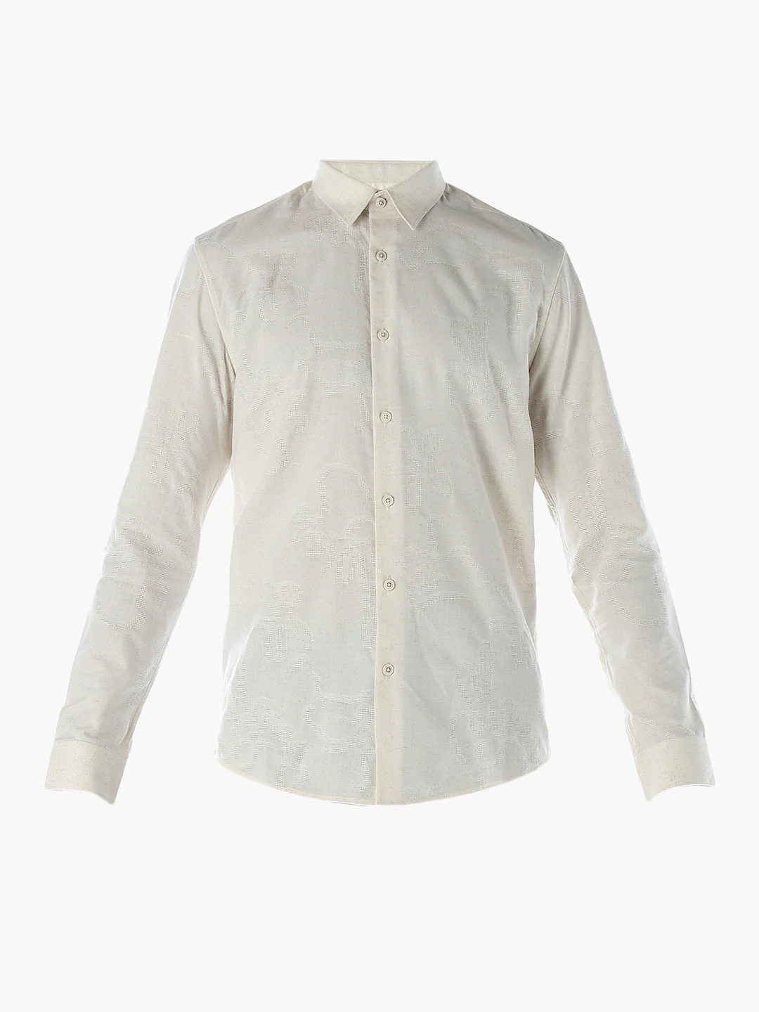 Cotton Beige Slim Fit Shirt - Image 7