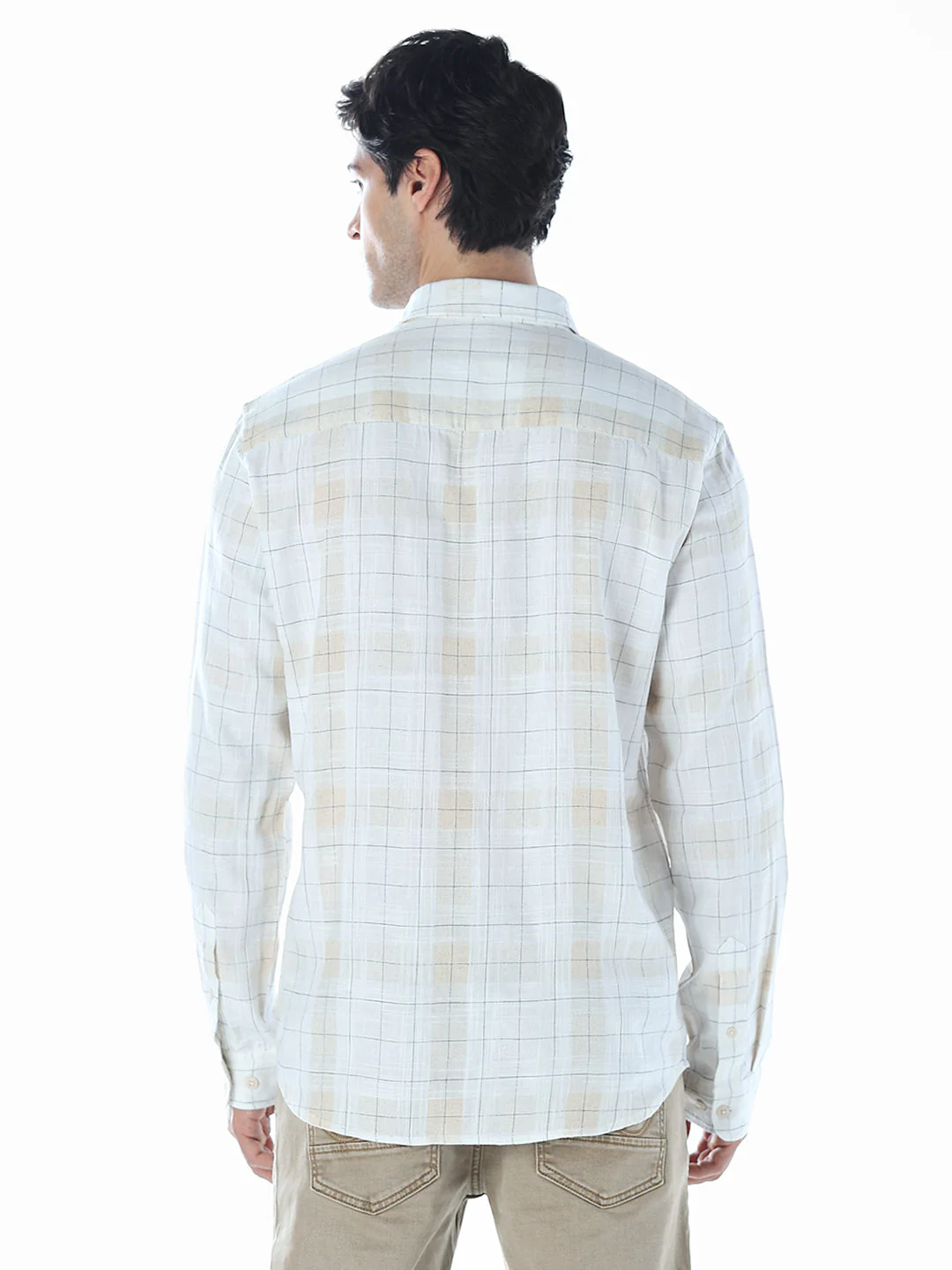 Cotton Linen Blend Check Shirt - Image 4