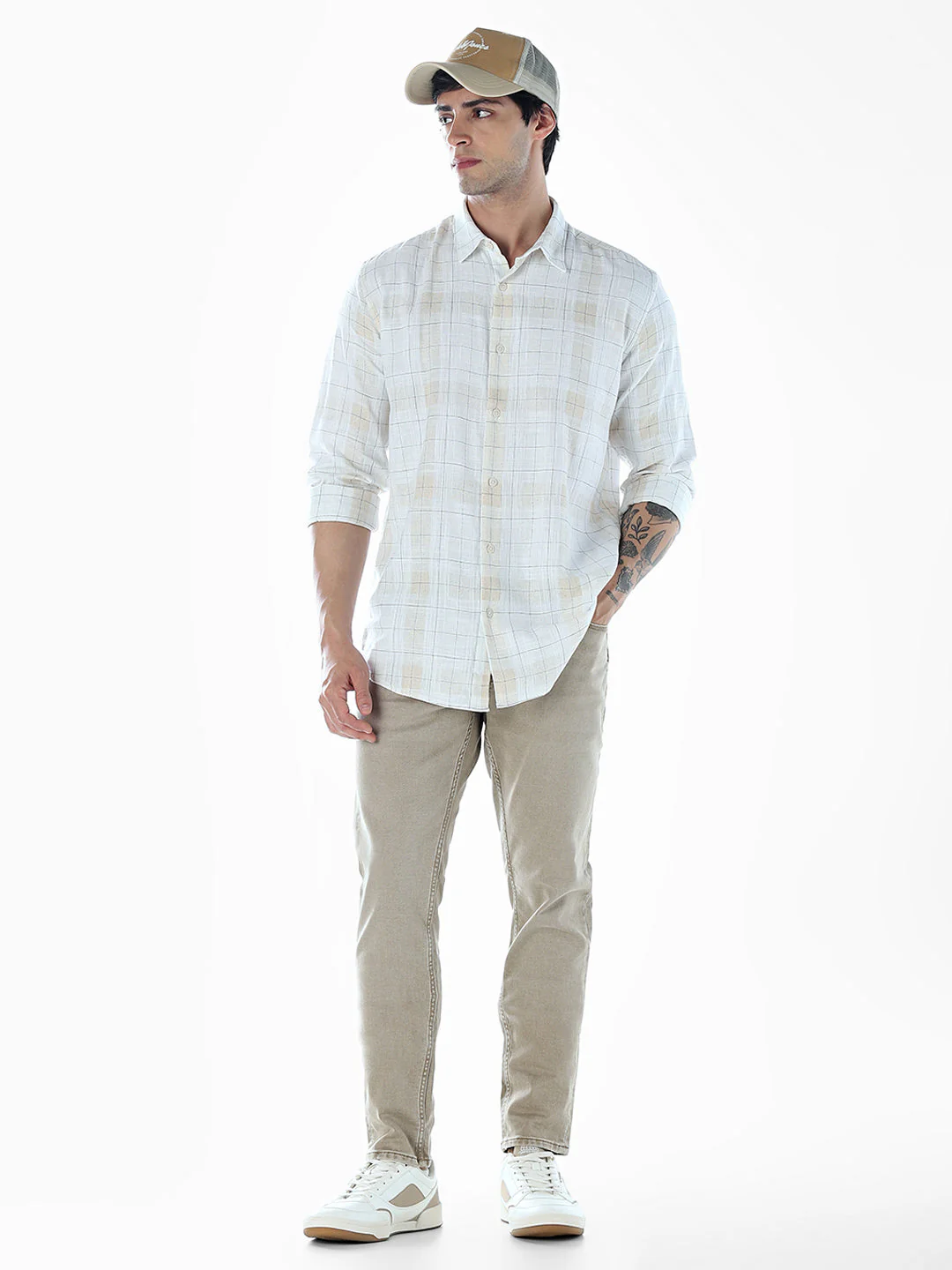 Cotton Linen Blend Check Shirt - Image 6